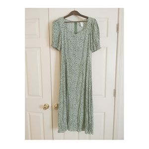 H&M green floral midi dress size S